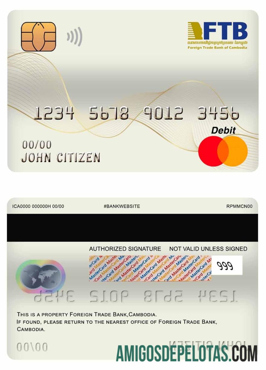 Cartão de débito mestre do Banco de Comércio Exterior do Camboja modelo